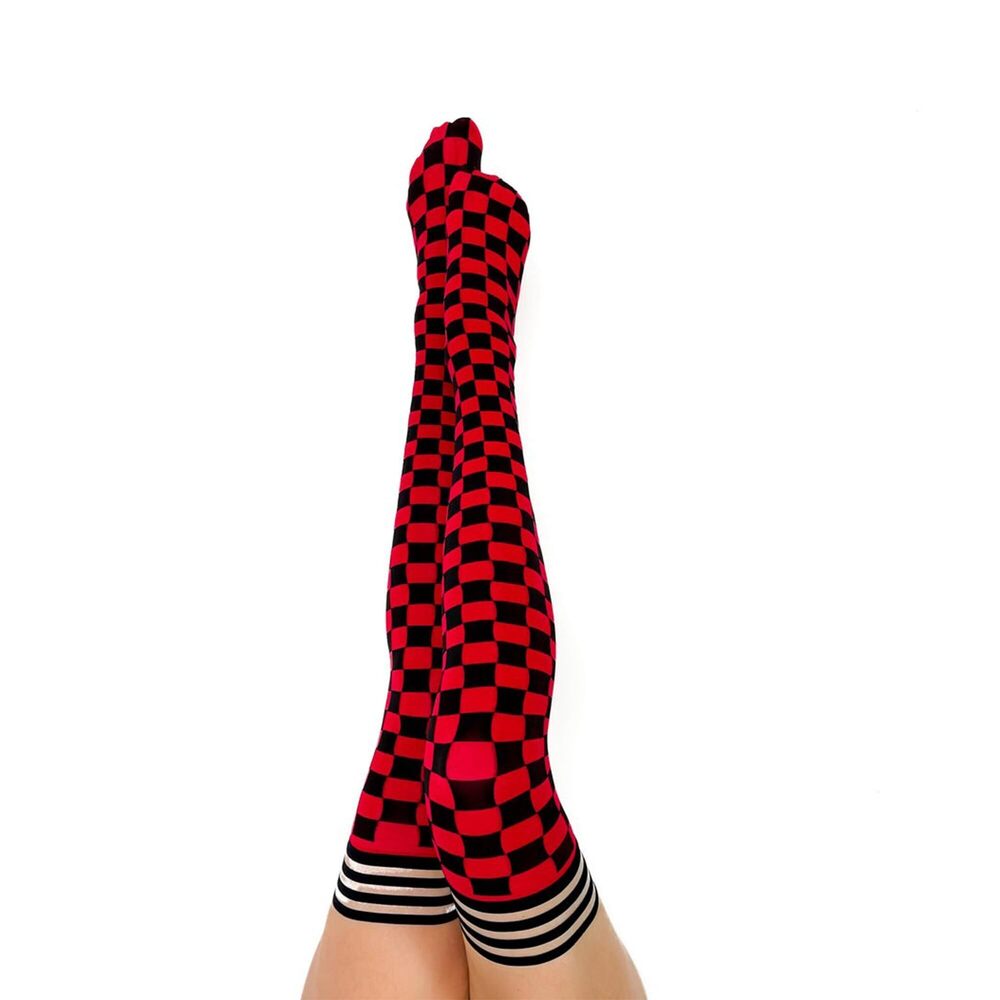 3442 Thigh Highs | GAME DAY Checkered Thigh High Stockings | Stylish